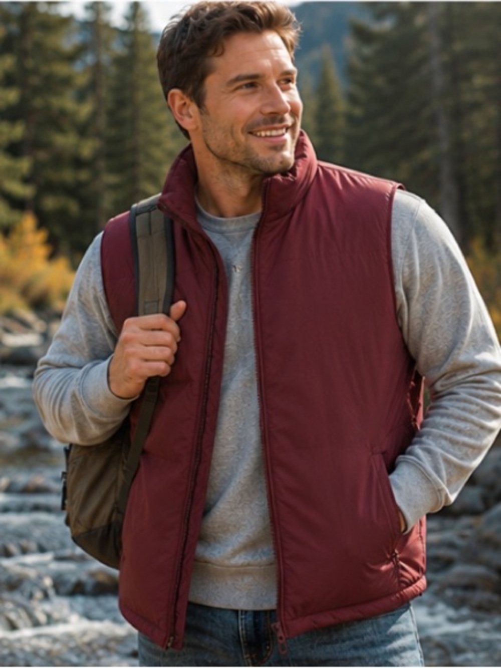 Cabela’s Goose Down Puffer Vest Men’s Small Burgundy Hunting Outdoor Winter